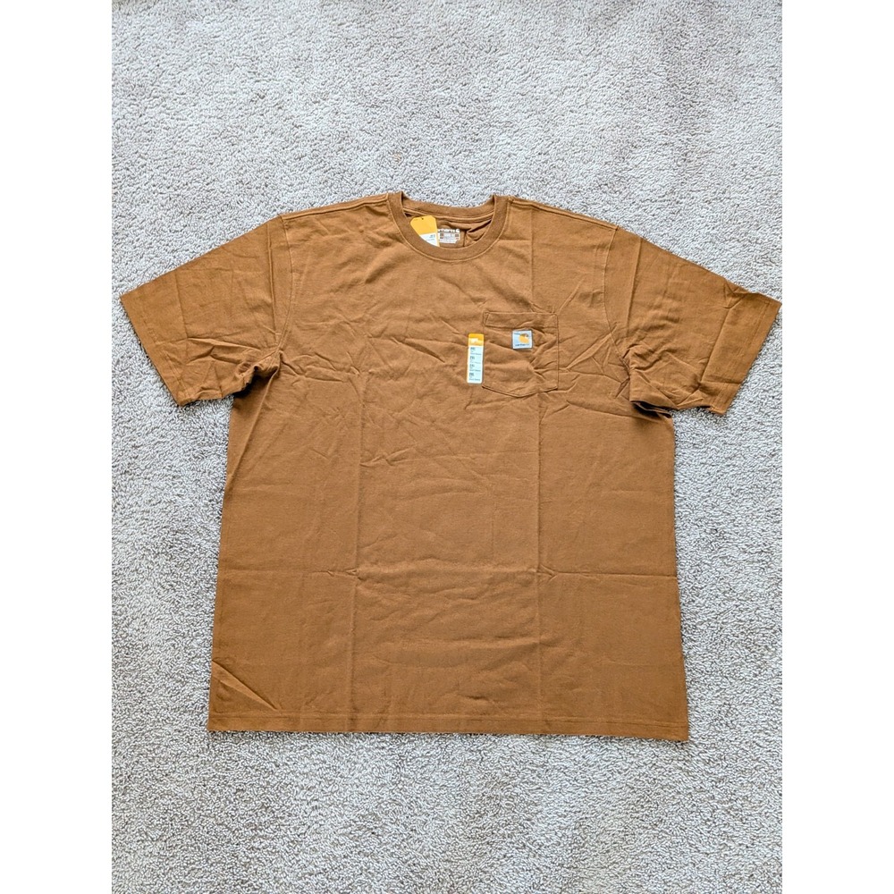 Carhartt K87-M Pocket T-Shirt Brown Loose Fit Heavyweight Mens 2XL Tall NWT